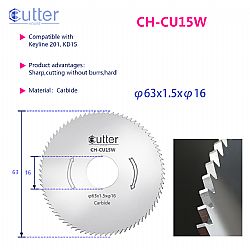 060072 ΜΑΧΑΙΡΙ CUTTER HOUSE CARBIDE Φ63Χ1.50ΧΦ16 CH-CU15W